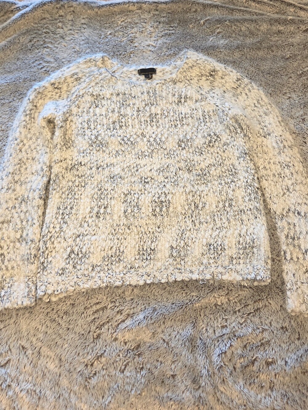 Buffalo David Bitton Marled Cream and Gray Crewneck Sweater Sz Large